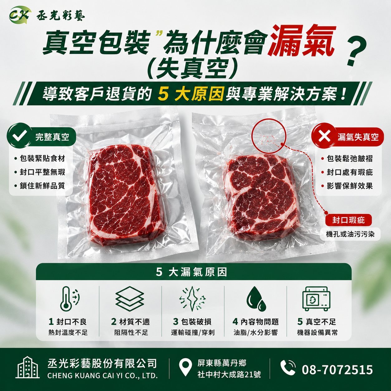 真空包裝為什麼會漏氣(失真空)？導致客戶退貨的 5 大原因與專業解決方案！